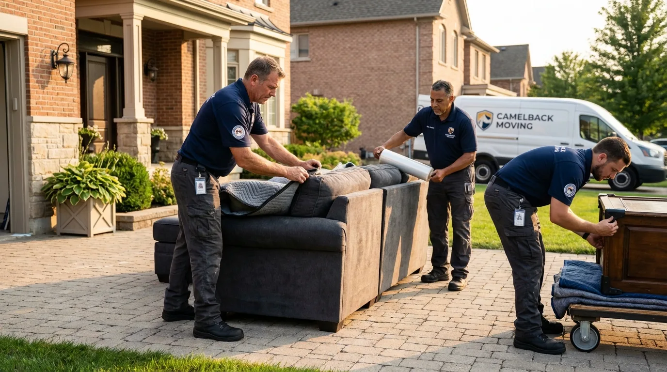 Large estate moving crew wrapping furniture in Plainview, MN